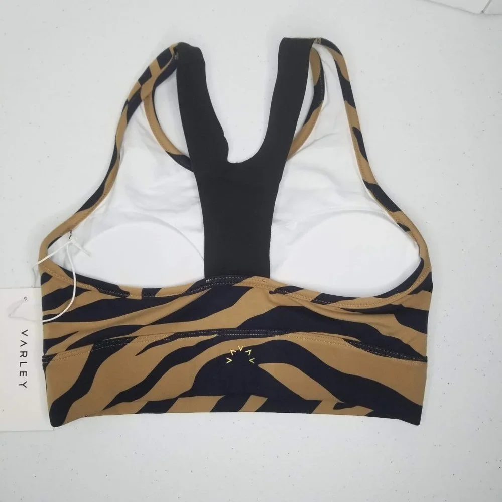 Varley Bassett Bra in Buck Zebra S (Anthropologie) Dark blue Beige NWT - Picture 2 of 9